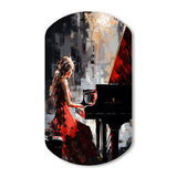 Black Red Music Piano Harmony - Asymmetric Metal Wall Art