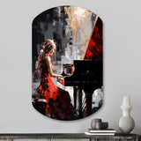 Black Red Music Piano Harmony - Asymmetric Metal Wall Art