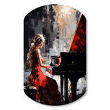 Black Red Music Piano Harmony - Asymmetric Metal Wall Art