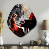 Black Red Music Piano Harmony - Asymmetric Metal Wall Art