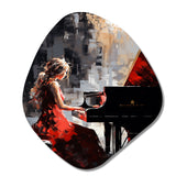 Black Red Music Piano Harmony - Asymmetric Metal Wall Art