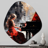 Black Red Music Piano Harmony - Asymmetric Metal Wall Art