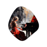 Black Red Music Piano Harmony - Asymmetric Metal Wall Art