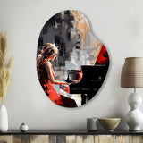 Black Red Music Piano Harmony - Asymmetric Metal Wall Art