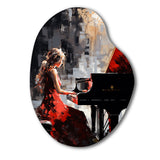 Black Red Music Piano Harmony - Asymmetric Metal Wall Art