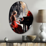 Black Red Music Piano Harmony - Asymmetric Metal Wall Art