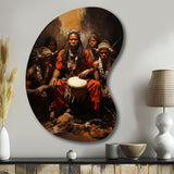 Music Tribal Drummers Earthy - Asymmetric Metal Wall Art