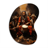 Music Tribal Drummers Earthy - Asymmetric Metal Wall Art