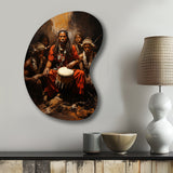 Music Tribal Drummers Earthy - Asymmetric Metal Wall Art