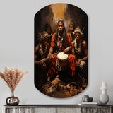 Music Tribal Drummers Earthy - Asymmetric Metal Wall Art