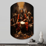 Music Tribal Drummers Earthy - Asymmetric Metal Wall Art