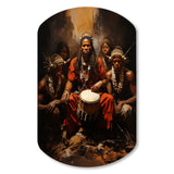 Music Tribal Drummers Earthy - Asymmetric Metal Wall Art