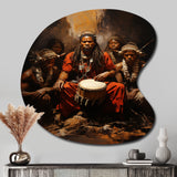 Music Tribal Drummers Earthy - Asymmetric Metal Wall Art