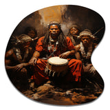 Music Tribal Drummers Earthy - Asymmetric Metal Wall Art