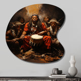 Music Tribal Drummers Earthy - Asymmetric Metal Wall Art