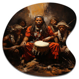 Music Tribal Drummers Earthy - Asymmetric Metal Wall Art