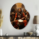 Music Tribal Drummers Earthy - Asymmetric Metal Wall Art