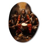 Music Tribal Drummers Earthy - Asymmetric Metal Wall Art