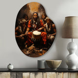 Music Tribal Drummers Earthy - Asymmetric Metal Wall Art