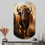 Native Art Buffalo Thunder - Asymmetric Metal Wall Art