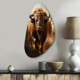 Native Art Buffalo Thunder - Asymmetric Metal Wall Art