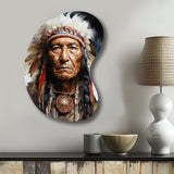 Native Art Spirited Lakota Portrait - Asymmetric Metal Wall Art