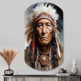 Native Art Spirited Lakota Portrait - Asymmetric Metal Wall Art