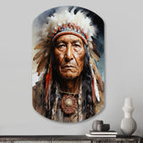 Native Art Spirited Lakota Portrait - Asymmetric Metal Wall Art