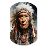 Native Art Spirited Lakota Portrait - Asymmetric Metal Wall Art