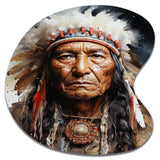 Native Art Spirited Lakota Portrait - Asymmetric Metal Wall Art