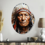 Native Art Spirited Lakota Portrait - Asymmetric Metal Wall Art