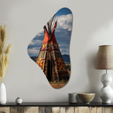 Native Tipi Harmony Of Prairies - Asymmetric Metal Wall Art