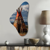 Native Tipi Harmony Of Prairies - Asymmetric Metal Wall Art