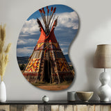 Native Tipi Harmony Of Prairies - Asymmetric Metal Wall Art