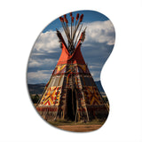 Native Tipi Harmony Of Prairies - Asymmetric Metal Wall Art