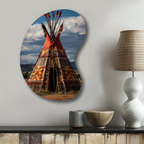 Native Tipi Harmony Of Prairies - Asymmetric Metal Wall Art