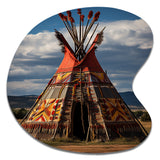 Native Tipi Harmony Of Prairies - Asymmetric Metal Wall Art