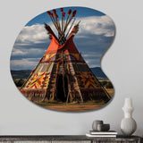 Native Tipi Harmony Of Prairies - Asymmetric Metal Wall Art