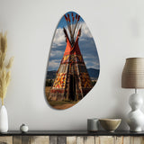 Native Tipi Harmony Of Prairies - Asymmetric Metal Wall Art