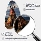 Native Tipi Harmony Of Prairies - Asymmetric Metal Wall Art