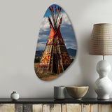 Native Tipi Harmony Of Prairies - Asymmetric Metal Wall Art