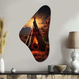 Orange Native Tipi Embracing Tradition I - Asymmetric Metal Wall Art