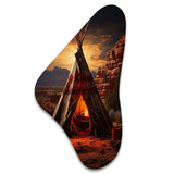 Orange Native Tipi Embracing Tradition I - Asymmetric Metal Wall Art