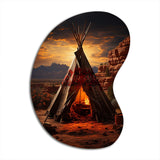 Orange Native Tipi Embracing Tradition I - Asymmetric Metal Wall Art