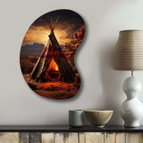 Orange Native Tipi Embracing Tradition I - Asymmetric Metal Wall Art