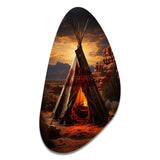 Orange Native Tipi Embracing Tradition I - Asymmetric Metal Wall Art