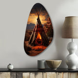 Orange Native Tipi Embracing Tradition I - Asymmetric Metal Wall Art