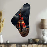 Red Native Tipi Journey Of The Tribes - Asymmetric Metal Wall Art