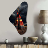 Red Native Tipi Journey Of The Tribes - Asymmetric Metal Wall Art