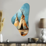 Yellow Native Tipi Rhythms Collage III - Asymmetric Metal Wall Art